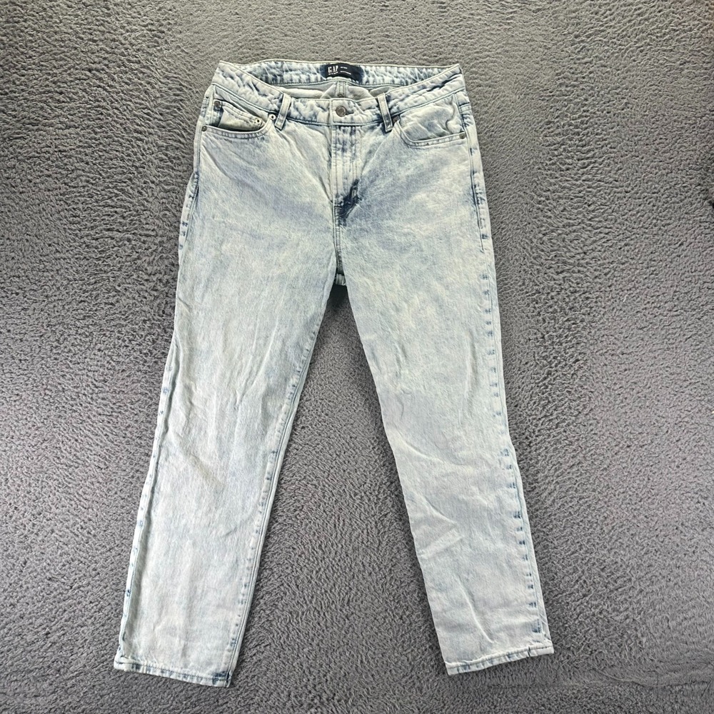 Gap Jeans Womens 10 Blue Cotton Denim Boyfriend Straight Travel Workwear Stretch